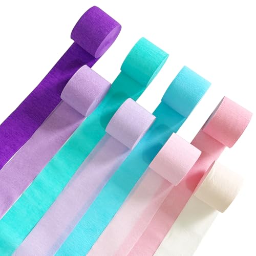 Pastel Crepe Paper Streamers 8-Pack, Pink Purple Blue Party Decorations