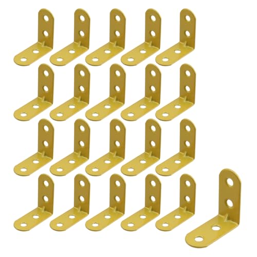 T Tulead 1.54" L-Shape Corner Braces, Golden Iron Furniture Brackets - 20PCS