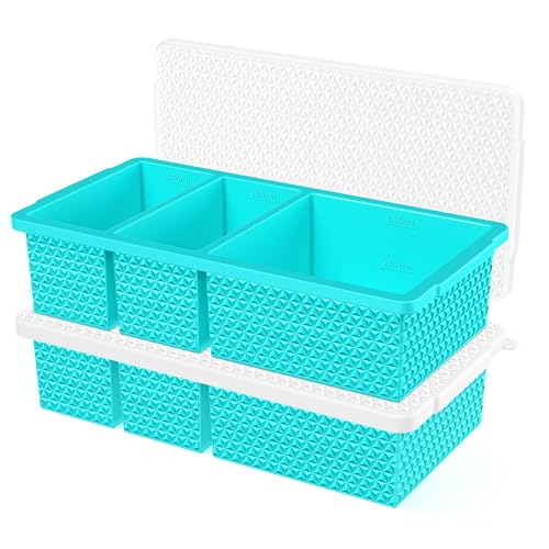 Doasuwish Silicone Freezer Trays with Lids - 2-Pack Blue Meal Prep Molds