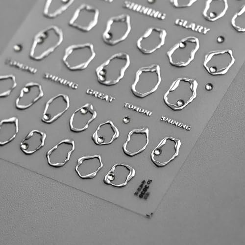 Dulyork 5D Embossed Gold & Silver Nail Stickers with Rhinestone Designs