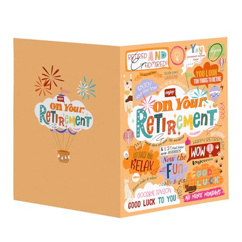Large Retirement Farewell Card - Orange Set A, 11x8.6 Folded Greeting Card