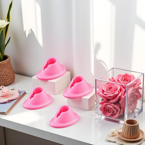 Dwuww 4-Pack Pink Soft Rubber Anti-Spill Nail Polish Bottle Holder Stand