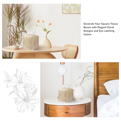 PARIERIS Soft Beige PU Leather Tissue Box Holder - Square Organizer for Home & Office