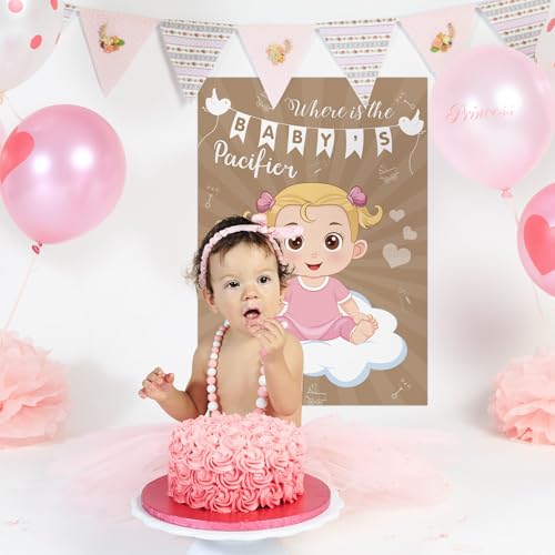 Baby Shower Pin the Pacifier Game Kit with Poster & Stickers