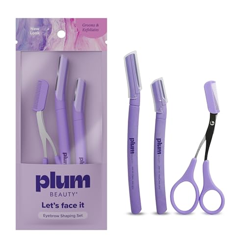 Plum Beauty Eyebrow Shaping Set – 3-Piece Brow Grooming Kit with Razors and Scissors