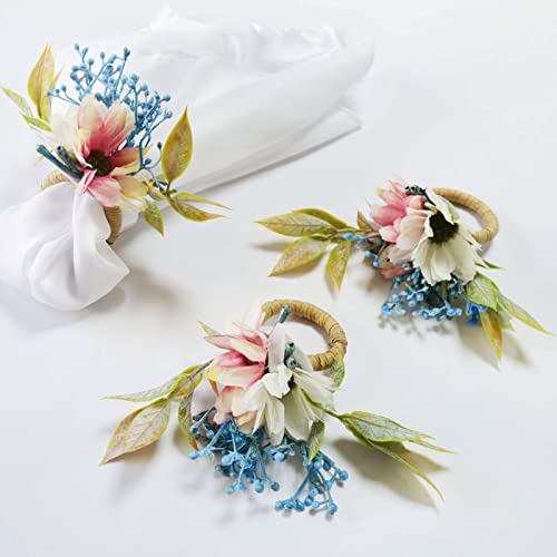 Natural-Inspired Sunflower Napkin Rings Set of 4 Handmade Christmas Table Decor
