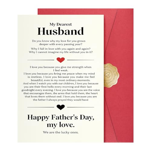 Romantic Father's Day Card for Husband - 5.3x8 with Envelope & Sticker
