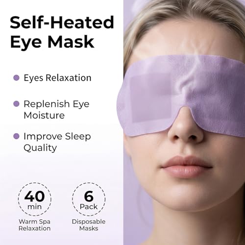 RAQEHO 6-Pack Lavender Self-Heating Steam Eye Mask for Dry Eye Relief