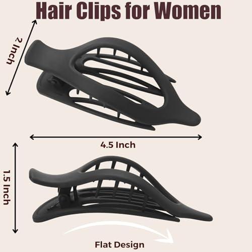 HXOGD Large Flat Matte Hair Claw Clip 4.1 Inch Coffee