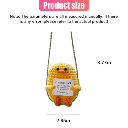 Handmade Crochet Duck Car Mirror Ornament - Cute Auto Interior Decor