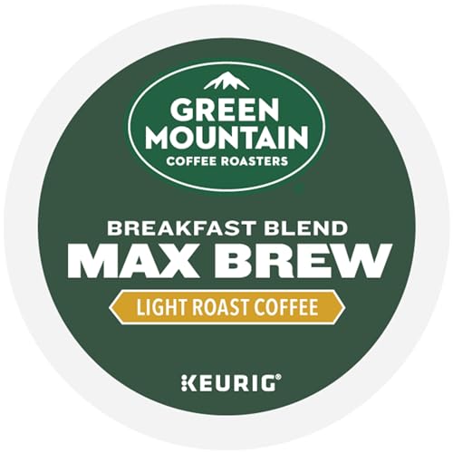 Green Mountain Coffee Roasters Breakfast Blend Max Brew, Single Serve Keurig K-Cup Pods, Light Roast Coffee, 60-Count Box (6 Packs of 10)