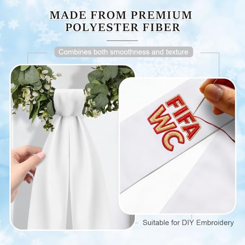 QIFUNEY White Wreath Sash Set for Front Door - 55''x4.5'' (2PCS)