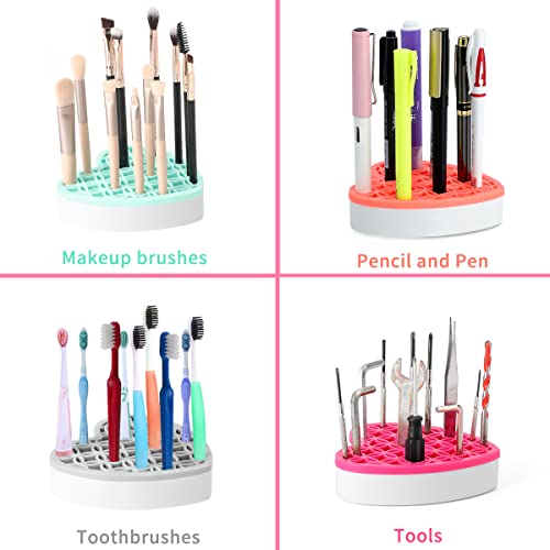 Pink Silicone Makeup Brush & Cosmetic Organizer - Multi-Use Pen & Tool Holder