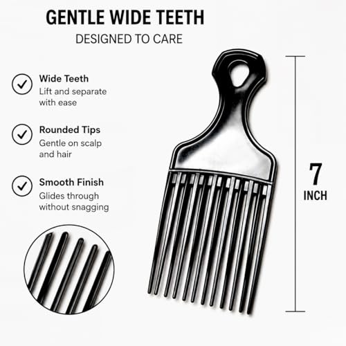 LUXXII 3 Pack Afro Pick Hair Comb 7 Inch Lift Comb for Curly Hair