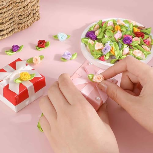 100 Mini Satin Roses for Crafts - Colorful Fabric Flowers