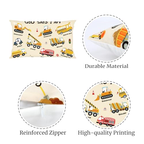 Set of 2 Kid Construction Themed Throw Pillow Covers - 13x18