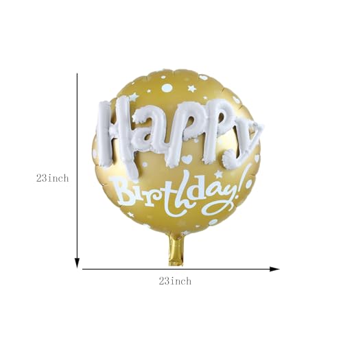 8PCS Black Gold Birthday Foil Balloons 18 Inch Mylar Round Party Decorations
