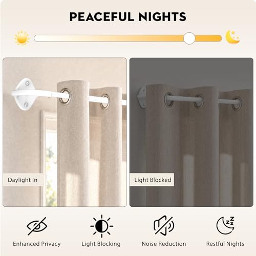 Adjustable Wrap Around Curtain Rod, 28-48 Inch, White Blackout Design