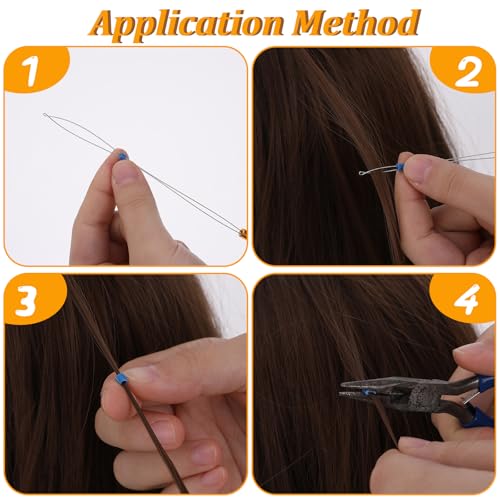 3 Pcs Wooden Hair Extension Loop Needle Kit and Threader Pulling Hook Tool