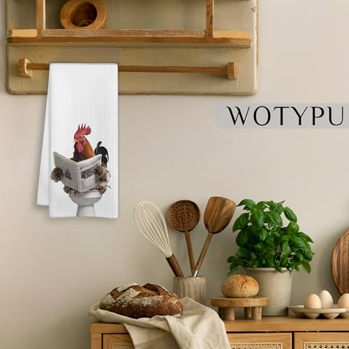 WOTYPU Chicken Hand Towels - 16x24 Inch Decorative Towels for Kitchen & Bathroom
