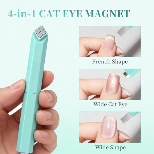 4-in-1 Cat Eye Nail Magnet Pen - Multi-Functional Nail Art Tool (Green)