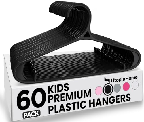 Utopia Home 11-Inch Non-Slip Baby Hangers – Black, 60 Pack