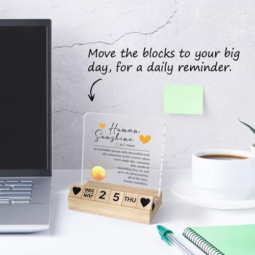 Ythuil Orange Wooden Block Calendar - Inspirational Desk Decor for Women & Men