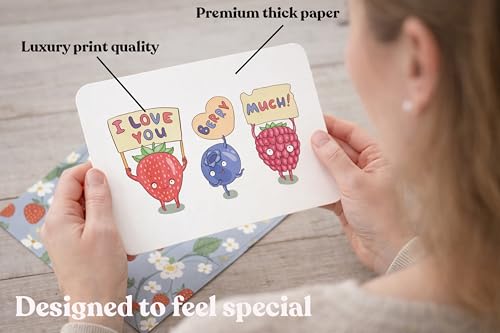 I Love You Berry Much Card with Envelope - Funny Anniversary & Birthday Card
