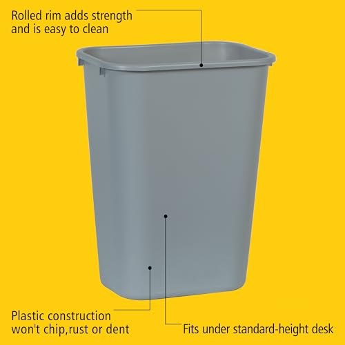 Rubbermaid 10.25-Gallon Trash Can - Durable Plastic Wastebasket for Home & Office