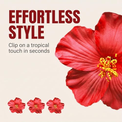 Red Hawaiian Flower Hair Clips 2Pcs Bohemian Hair Accessories
