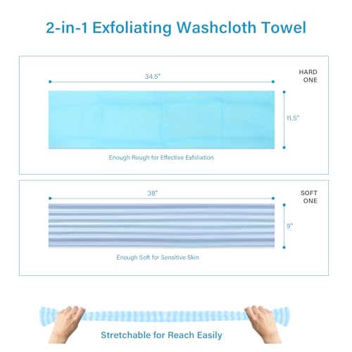 Yiclick Exfoliating Washcloth Towel - 2PCS Body Scrubber for Smooth Skin