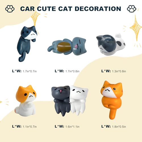 Cute Cat Car Dashboard Ornaments - 6PCS PVC Figurines