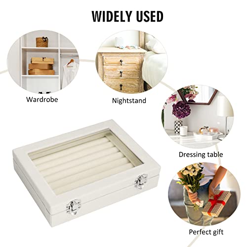 Vicoter Velvet Jewelry Organizer Tray - 7 Slot Earring & Ring Storage Box