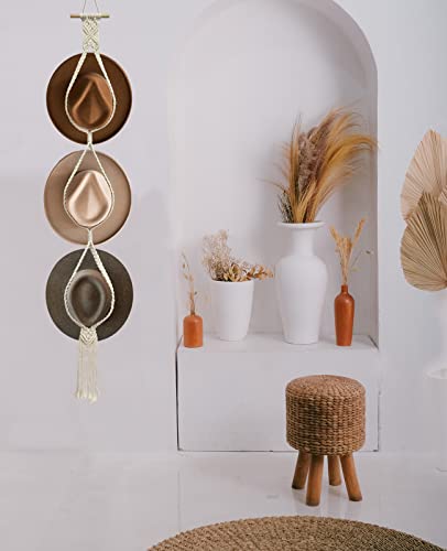Bohemian Hat Rack for Wall - Hand-Woven Cotton Organizer