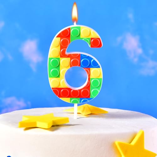 Happy Goose Number 6 Building Block Birthday Cake Candle - Numeral Birthday Candle