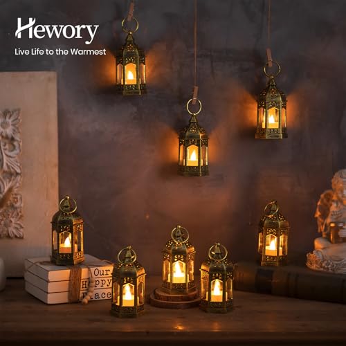 Hewory 10PCS Gold Mini Lanterns for Party Decoration with Remote LED Candles - Variation 10