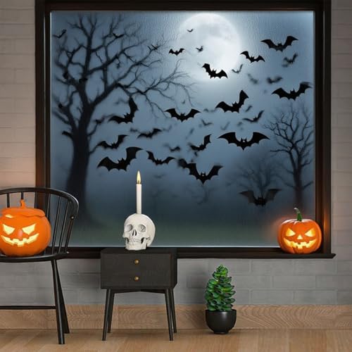 180PCS 3D Halloween Bat Wall Decor – Indoor & Outdoor Stickers