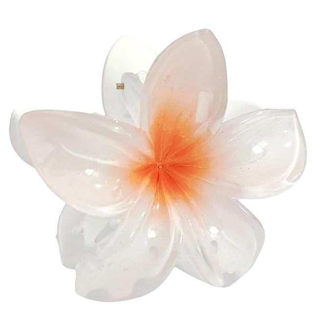 WaigN White Plumeria Flower Hair Claw Clip Hawaiian Strong Hold Jaw