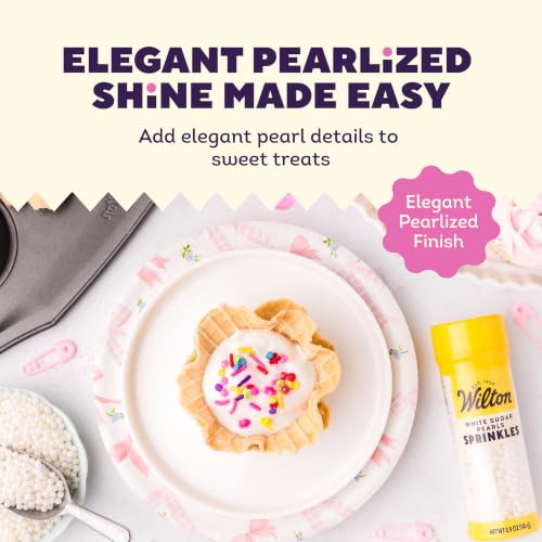 Wilton White Sugar Pearl Sprinkles, 4.9 oz for Wedding Cakes