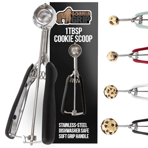GORILLA GRIP 304 Stainless Steel Cookie Scoop, 1 TBSP, Black