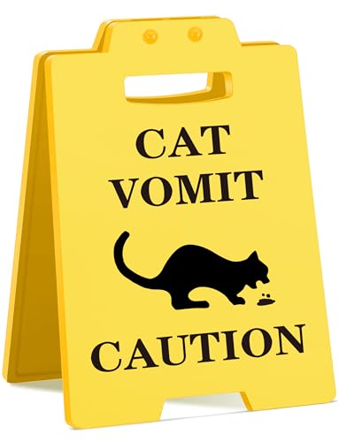 Funny Cat Vomit Caution Sign - Hilarious Desk Decor for Cat Lovers