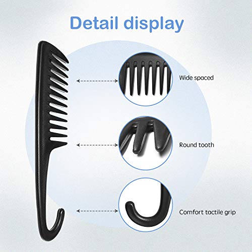 Wapodeai Wide Tooth Shower Comb with Hook for Curly and Wet Hair