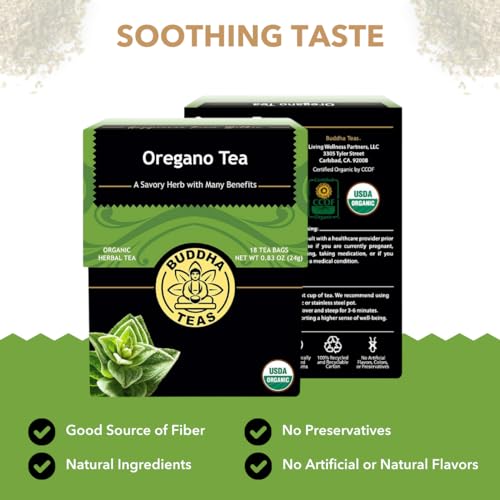 Buddha Teas Organic Oregano Herbal Tea - Caffeine-Free, 18 Tea Bags