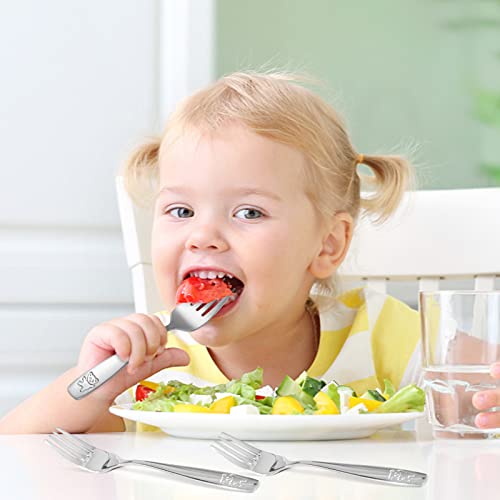 Pimoys Toddler Stainless Steel Forks 9-Pack - Safe Kids Silverware with Bear Design