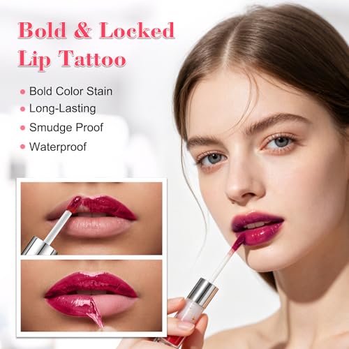 Aubelnmay Dual-Ended Peel-Off Lip Stain & Liner, Waterproof Long-Lasting Red Bean Paste