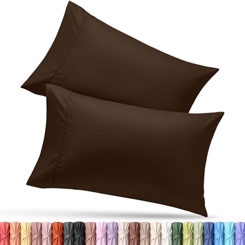 Utopia Bedding King Size Pillow Cases, Set of 2, Soft Microfiber, Brown