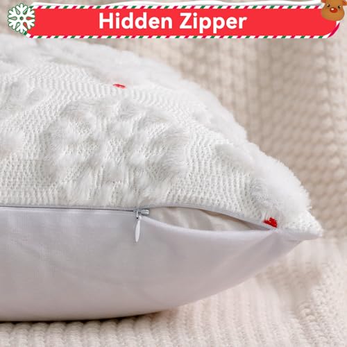 Coddsmz Christmas Decorative Pillow Covers 18x18 Inch Set of 2 - Snowflake & Deer Design