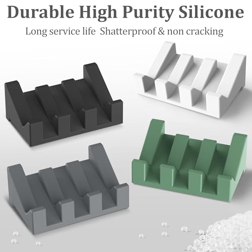 EGWON Silicone Soap Dish Set - 3PCS Self Draining Holder (Gray, Black, Green)