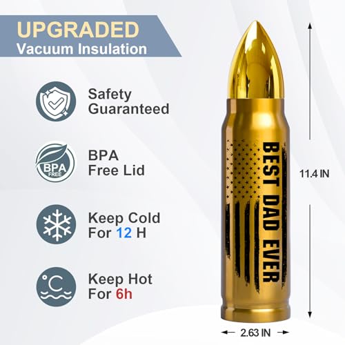 Best Dad Ever Christmas Stocking Stuffers - 17oz Stainless Steel Bullet Tumbler