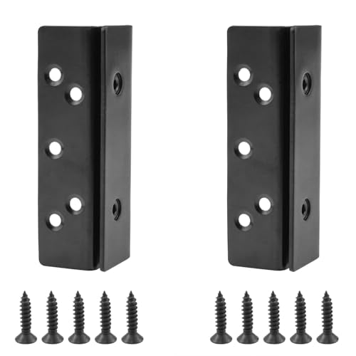 Heavy-Duty Black Frame Column Brackets - 2PCS Double-Hook Design for Bed Frame Reinforcement